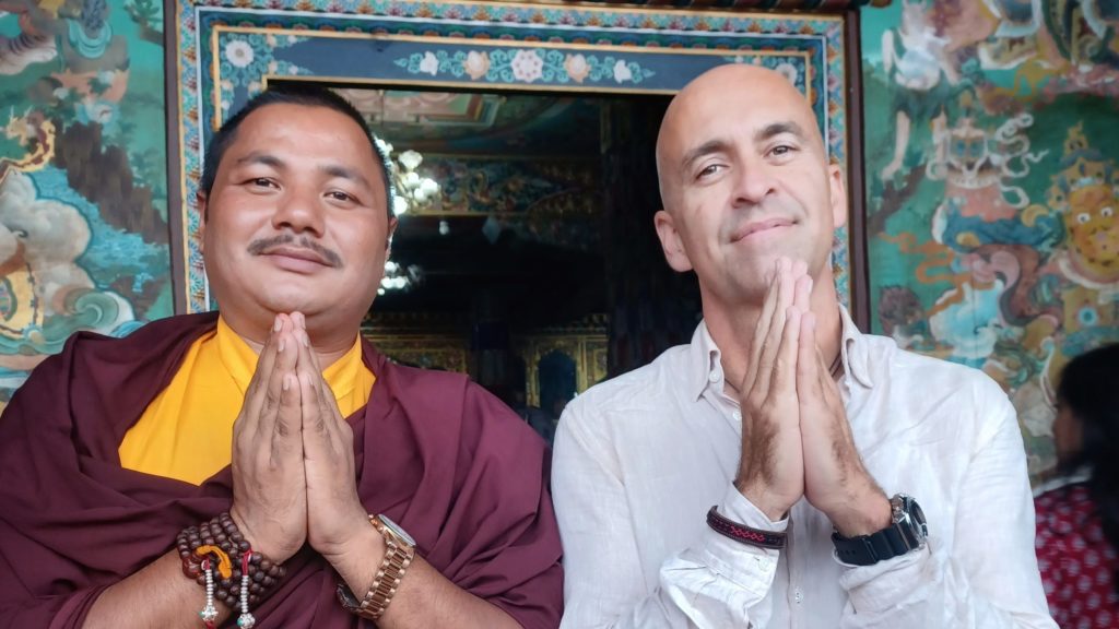Ritchie with monk at Boudhanath